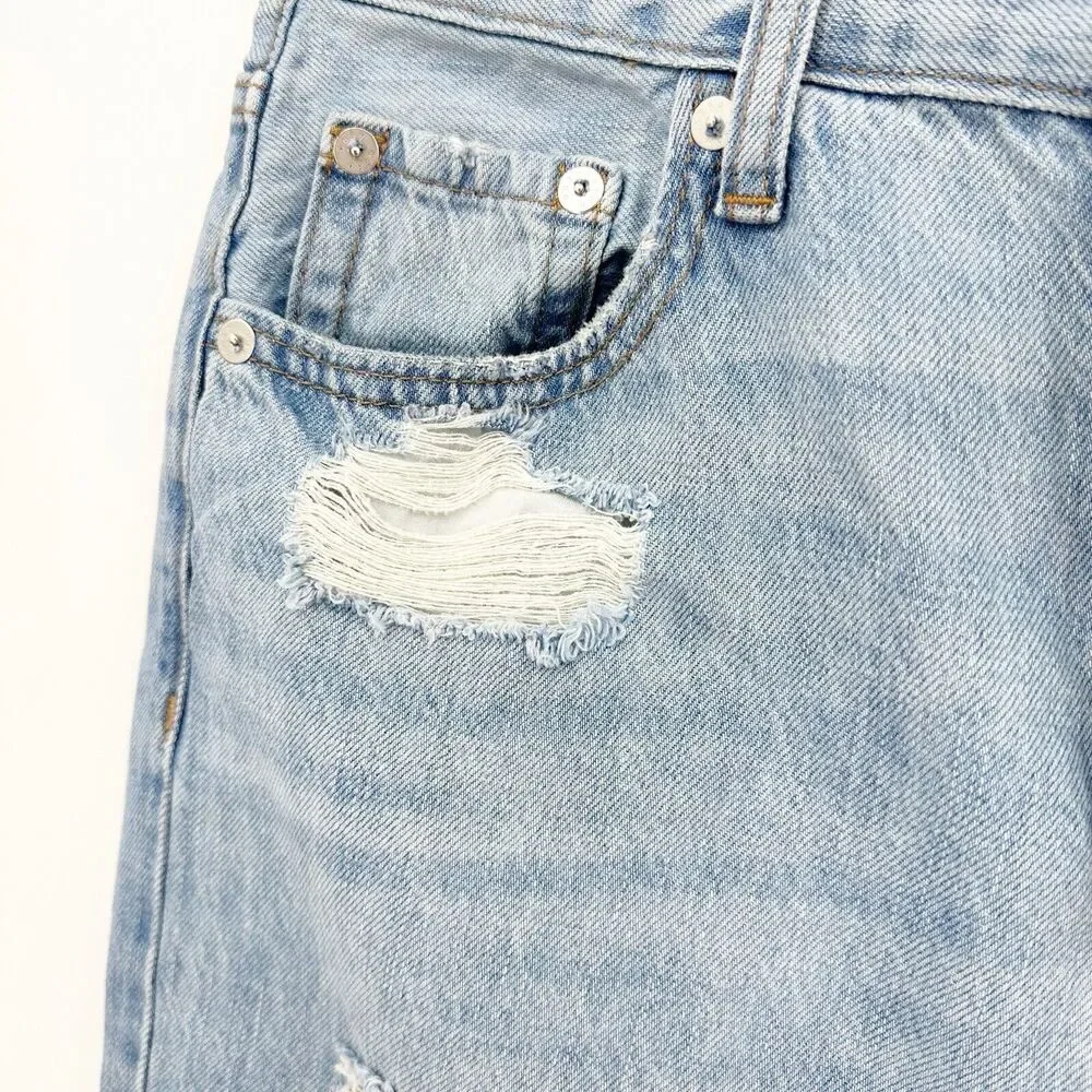 Aeropostale‎ Straight Jeans Size 8 Women 90’s Super High Rise Destroyed Button